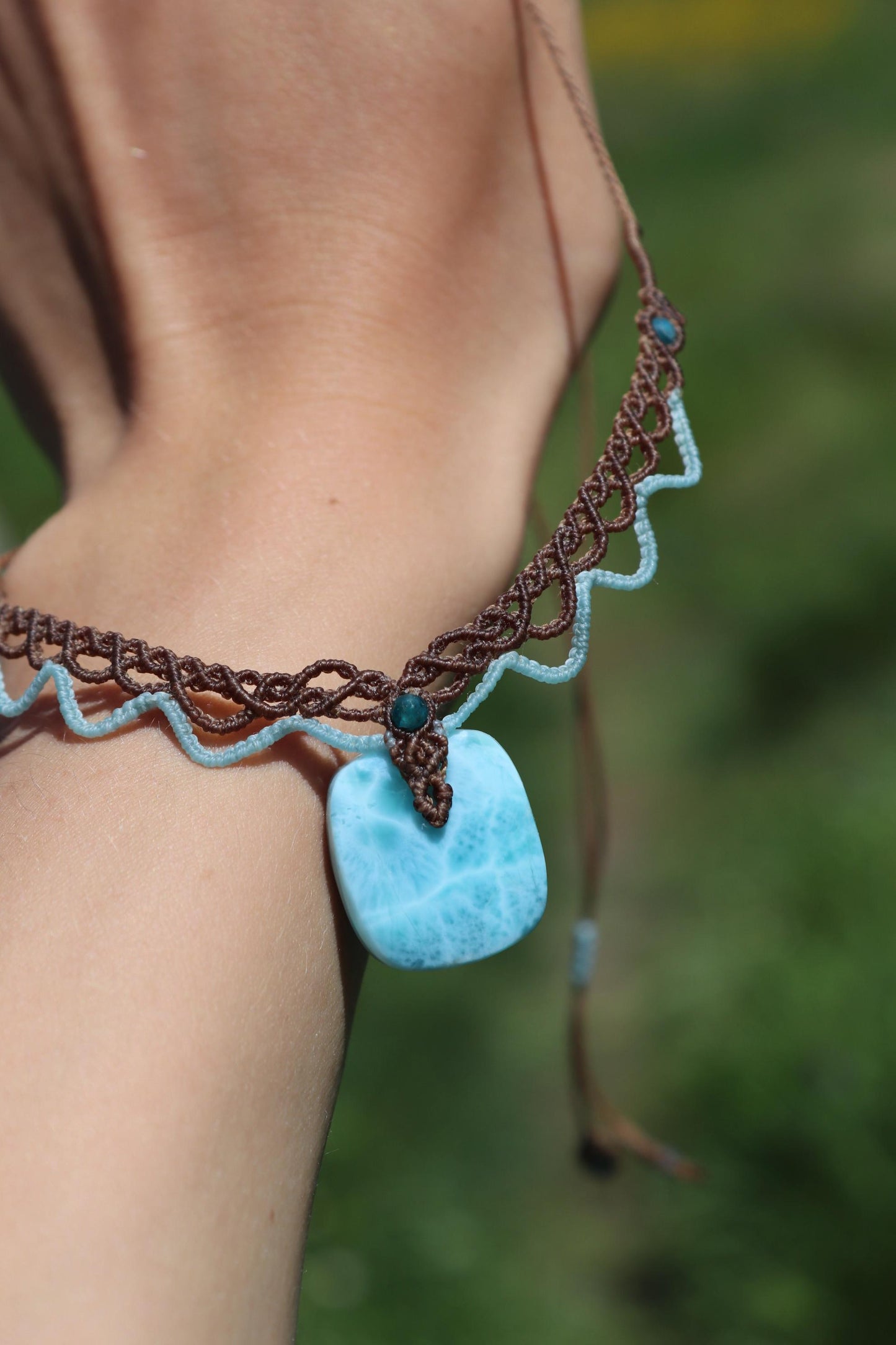 LARIMAR choker with Apatite beads