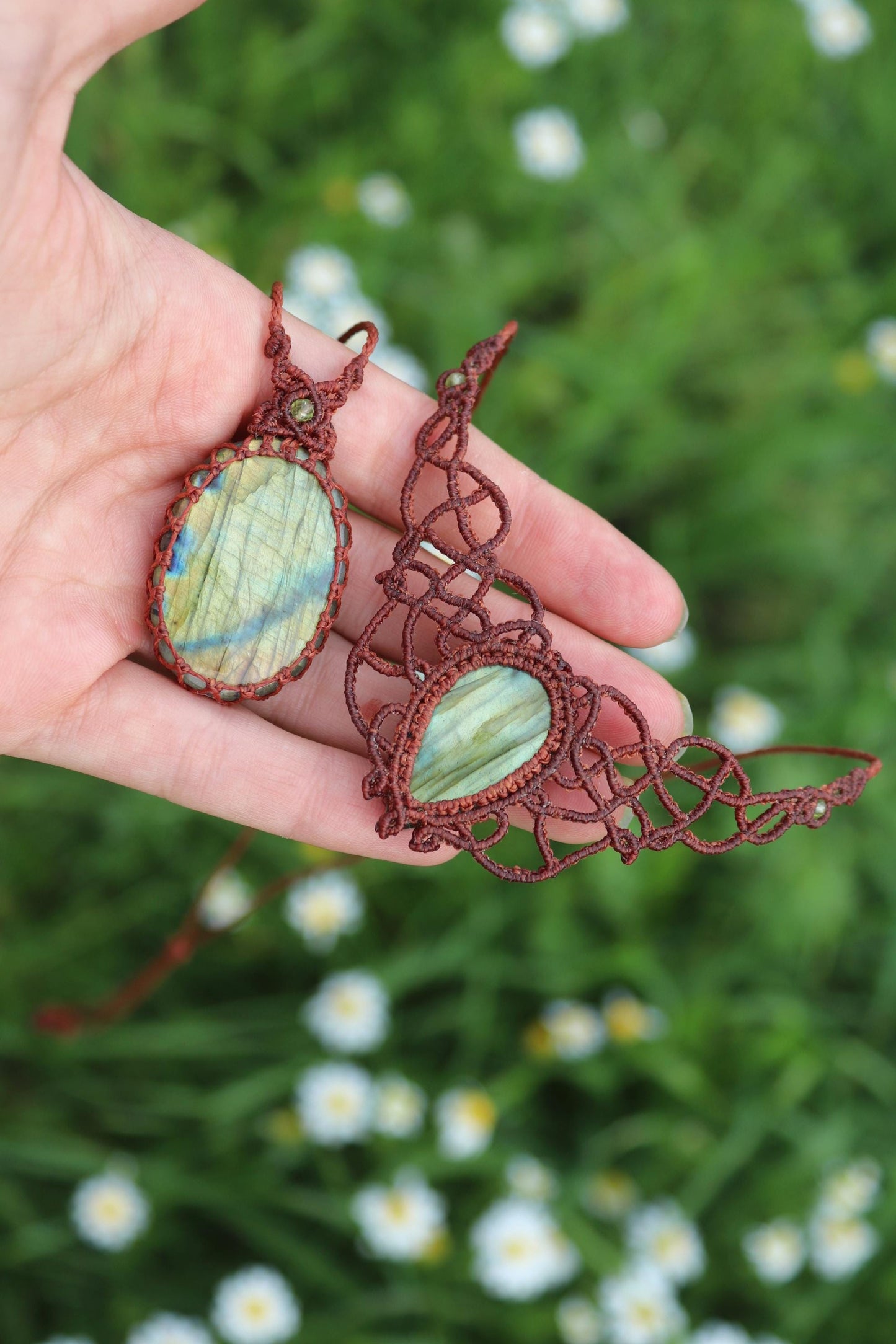 Green Fairytale LABRADORITE jewelry SET, choker & pendant