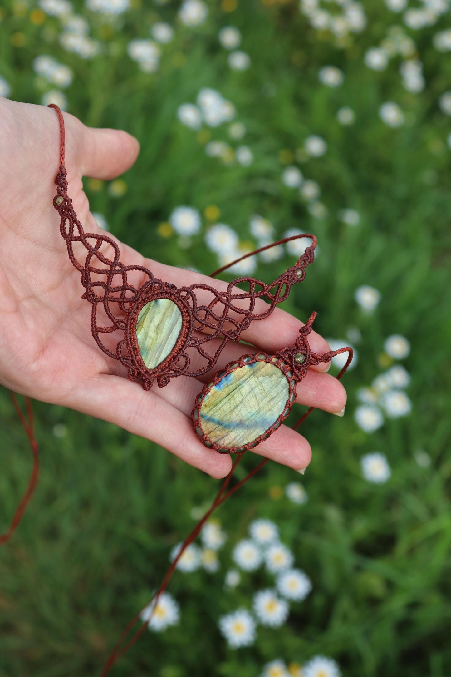 Green Fairytale LABRADORITE jewelry SET, choker & pendant