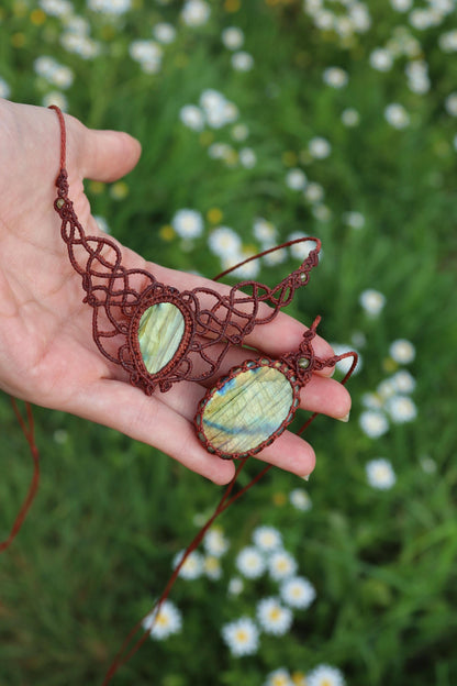 Green Fairytale LABRADORITE jewelry SET, choker & pendant