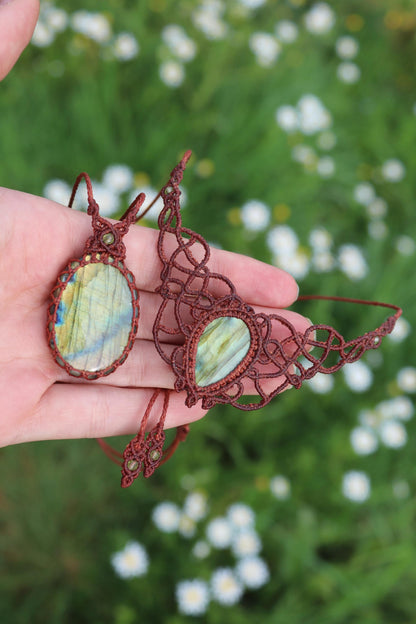 Green Fairytale LABRADORITE jewelry SET, choker & pendant