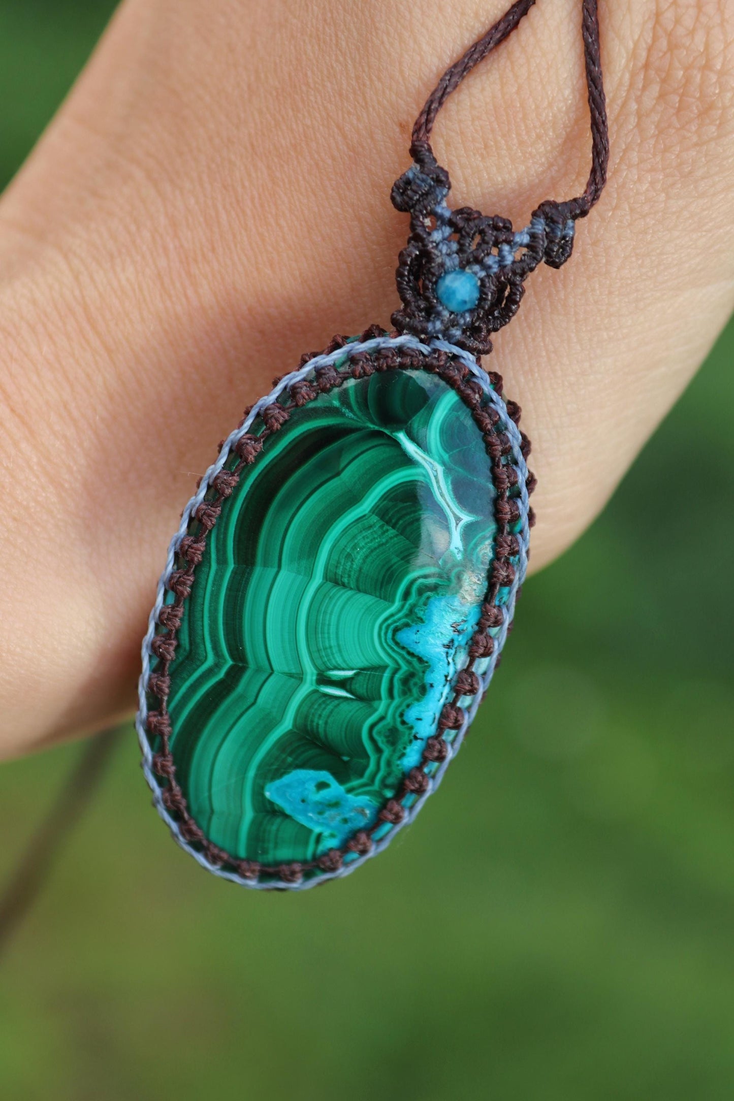 Pendentif en malachite chrysocolle, GRAND 48mm