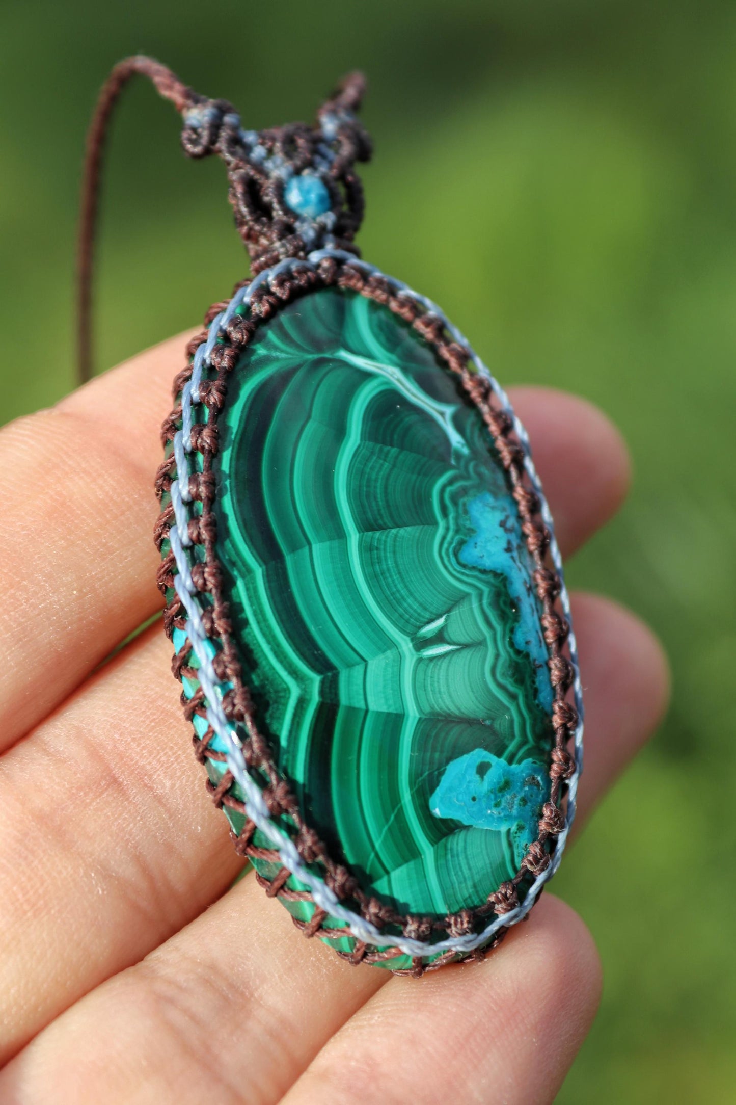 Pendentif en malachite chrysocolle, GRAND 48mm