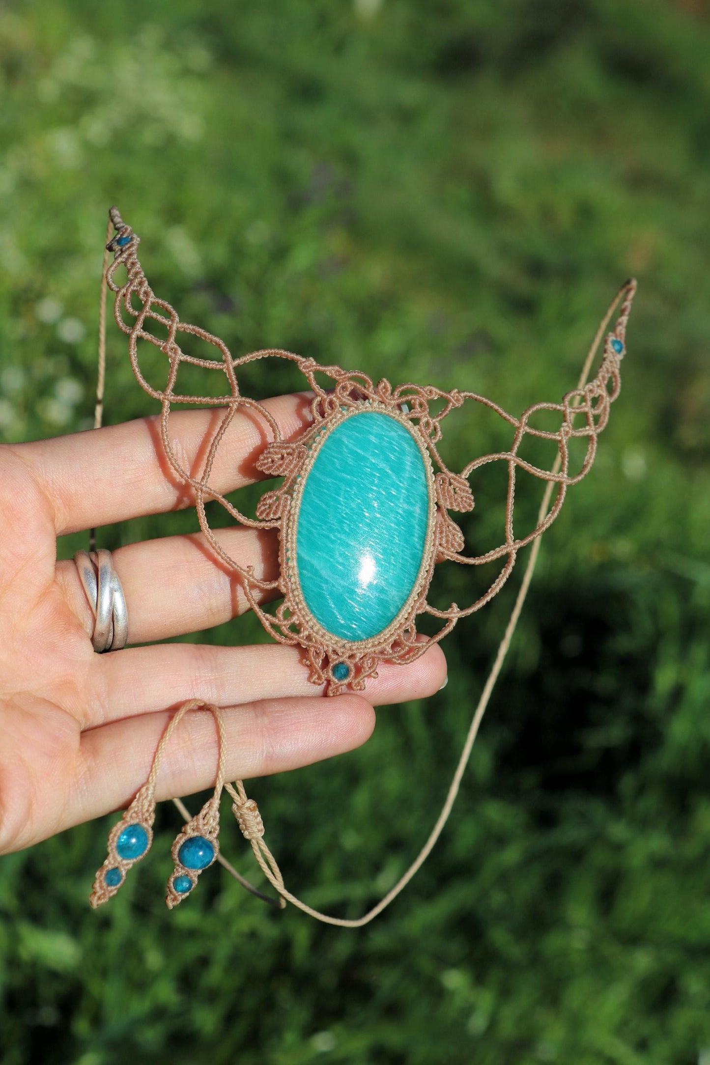 Grand ras-de-cou en AMAZONITE bleu paraïba