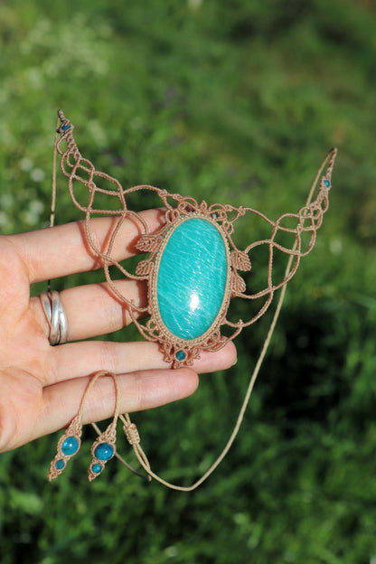 Grand ras-de-cou en AMAZONITE bleu paraïba