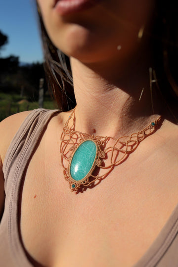 Grand ras-de-cou en AMAZONITE bleu paraïba