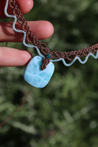 LARIMAR choker with Apatite beads