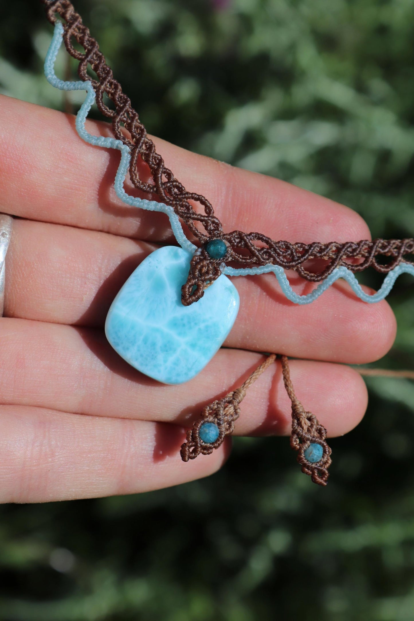 LARIMAR choker with Apatite beads