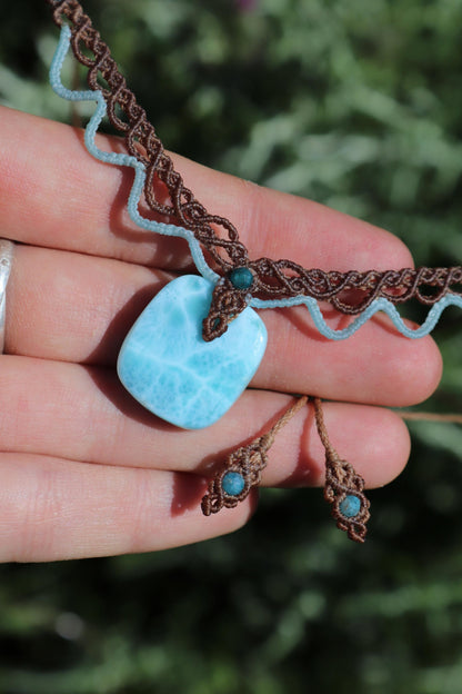LARIMAR choker with Apatite beads