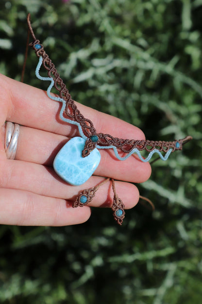LARIMAR choker with Apatite beads