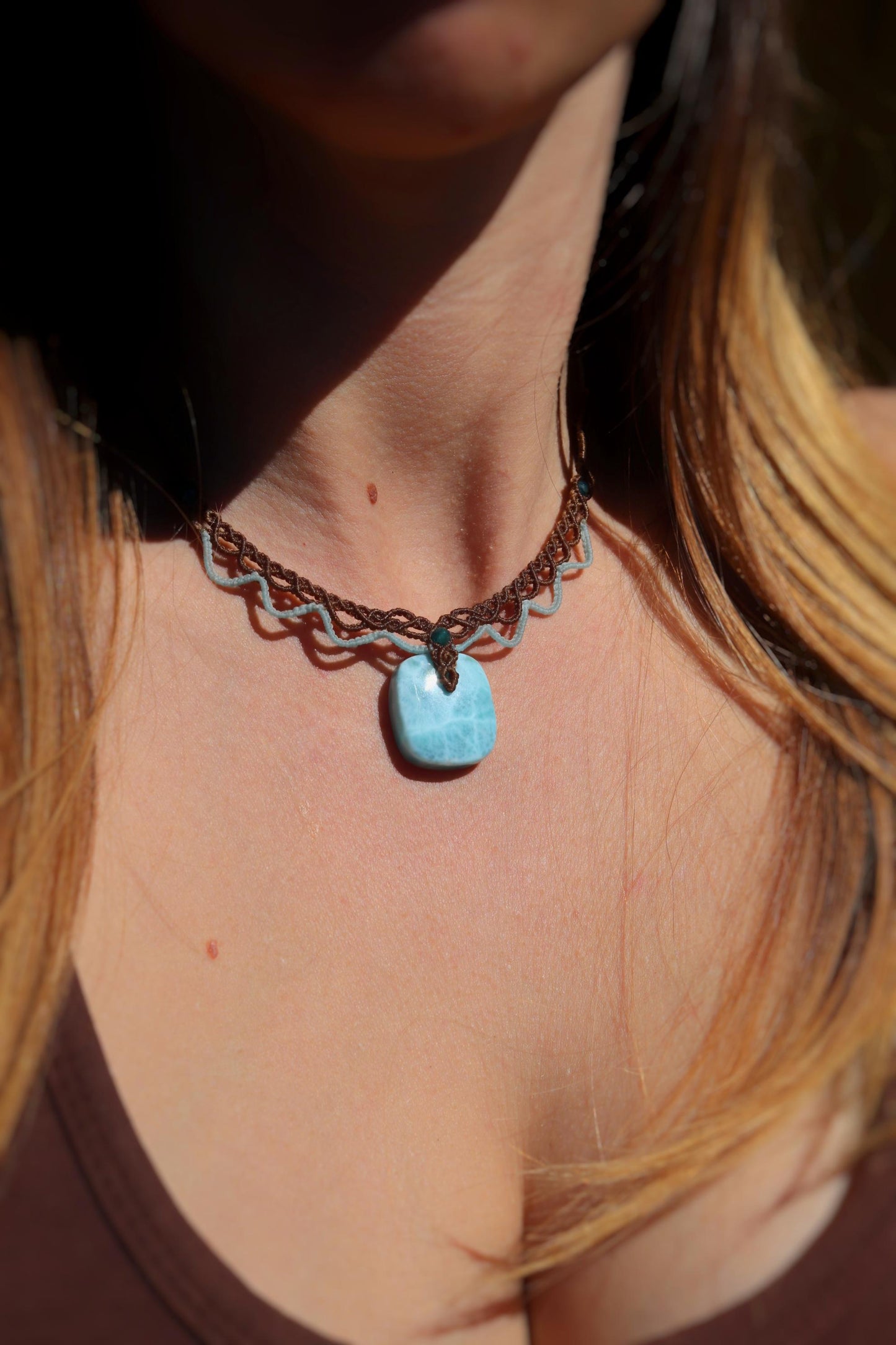 LARIMAR choker with Apatite beads