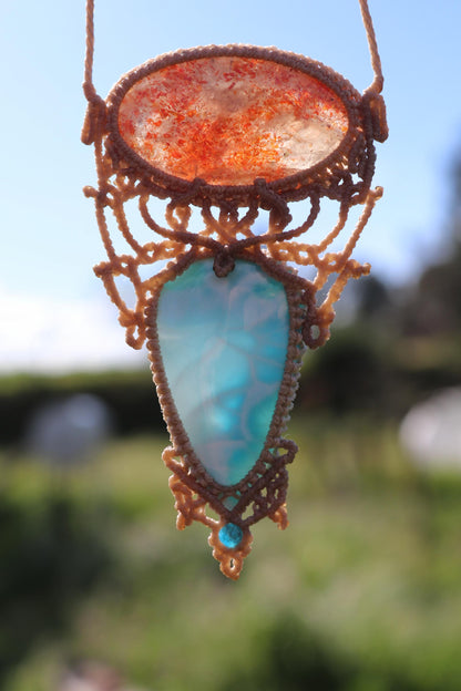 Pendentif LARIMAR & PIERRE DE SOLEIL