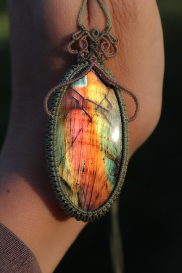 Pink and orange LABRADORITE