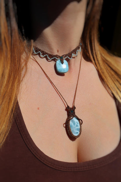 LARIMAR choker with Apatite beads