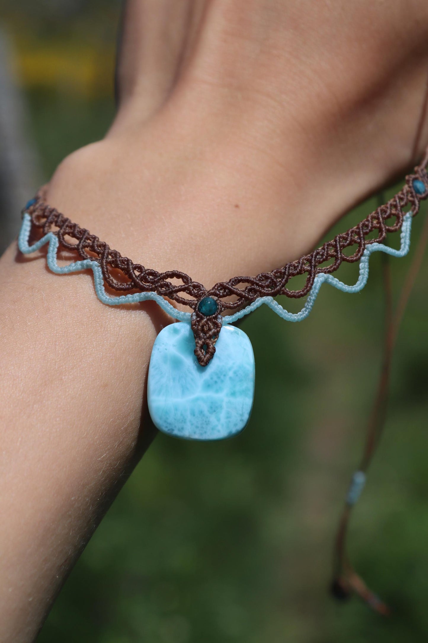 LARIMAR choker with Apatite beads