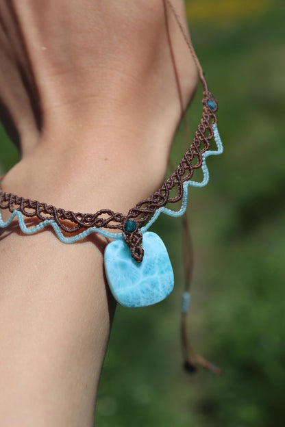 LARIMAR choker with Apatite beads