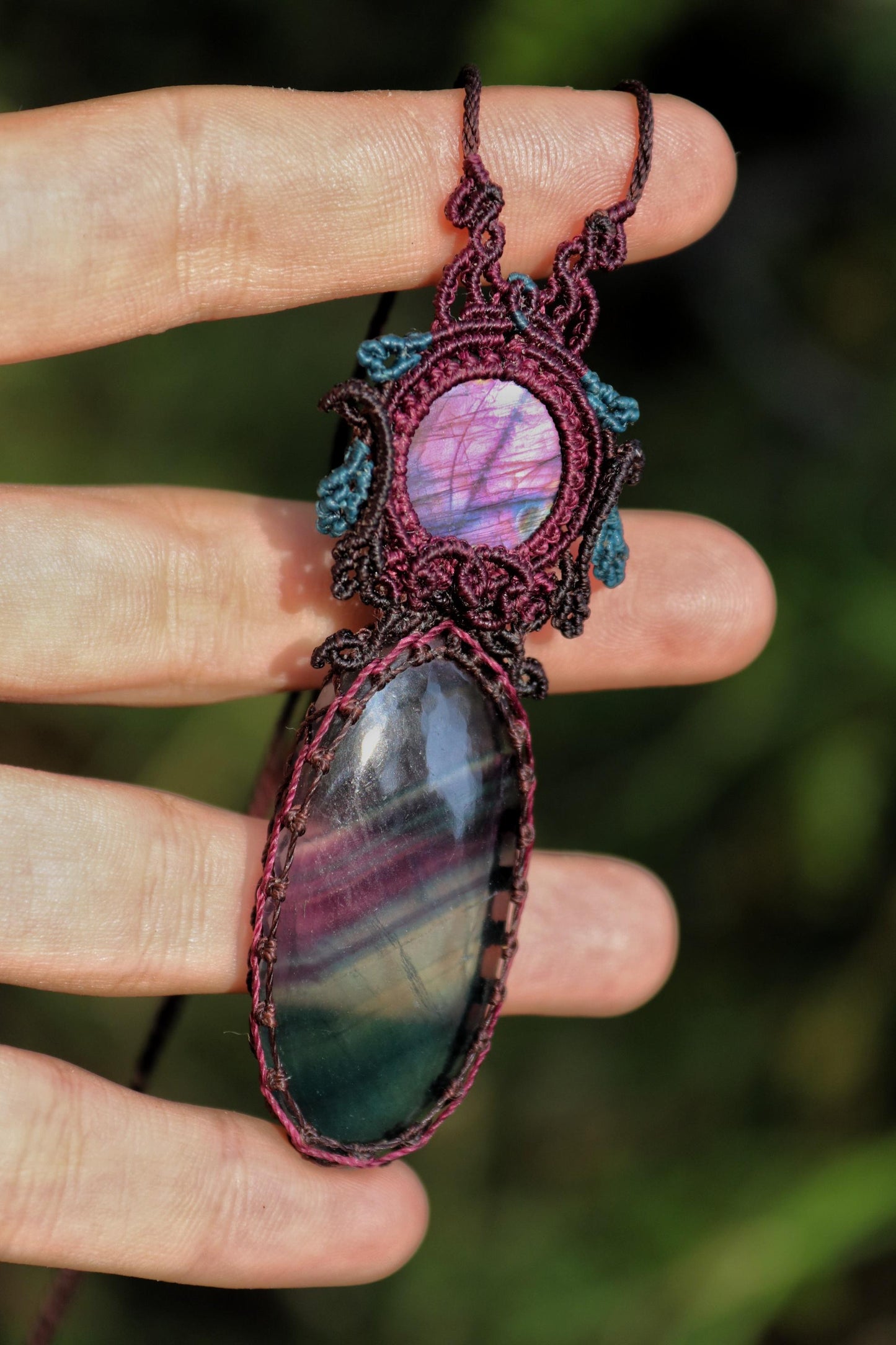 ASTRAL REALMS cosmic FLUORITE and purple spectrolite necklace