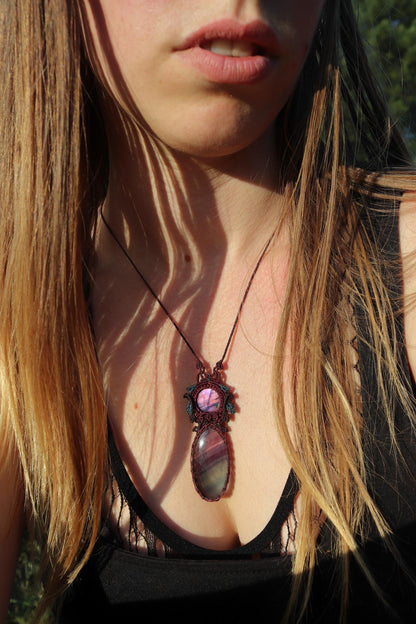 ASTRAL REALMS cosmic FLUORITE and purple spectrolite necklace