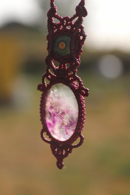 Pendentif en JASPE océanique et FLOURITE violette