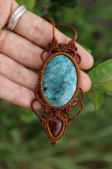 Neon APATITE and Mexican opal Pendant