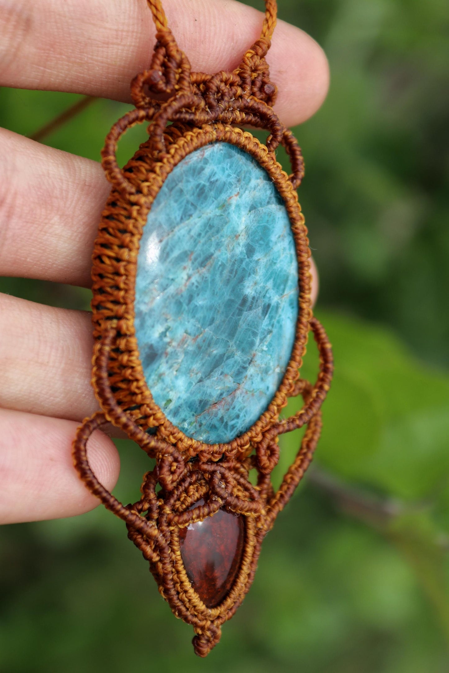 Pendentif APATITE néon et opale du Mexique