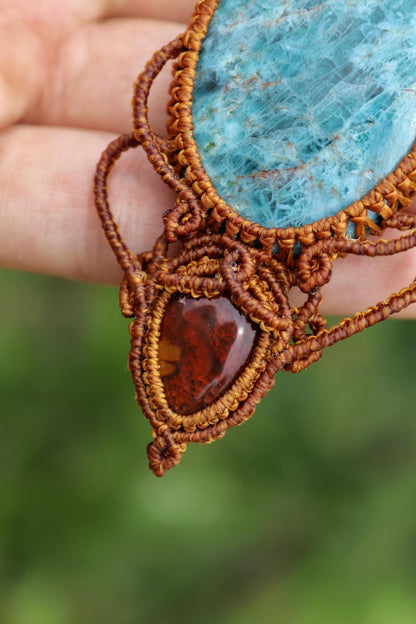 Pendentif APATITE néon et opale du Mexique
