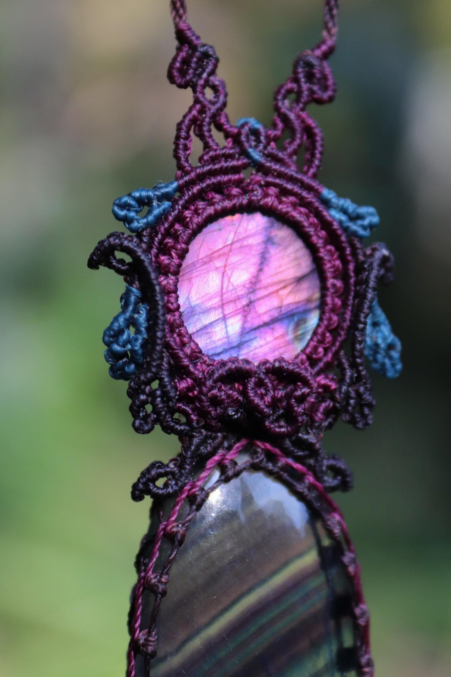 ASTRAL REALMS cosmic FLUORITE and purple spectrolite necklace