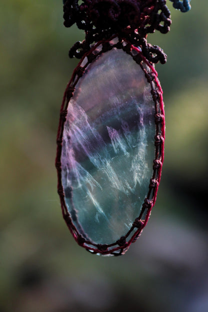ASTRAL REALMS cosmic FLUORITE and purple spectrolite necklace