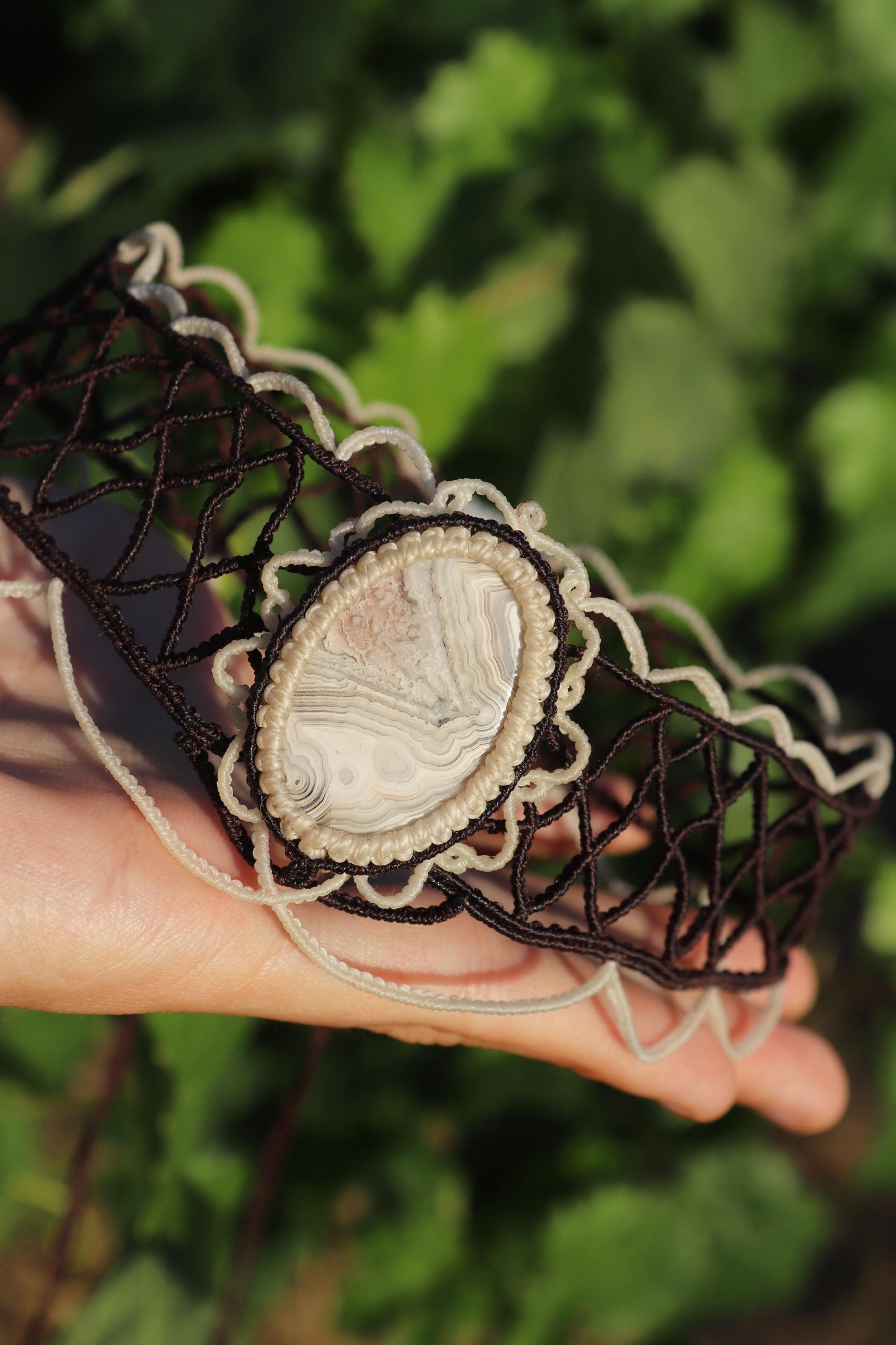 Collier ras-du-cou en agate de style victorien