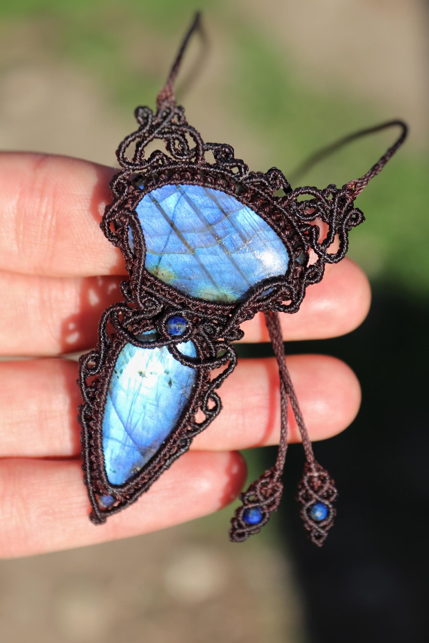 Pendentif double LABRADORITE bleu profond