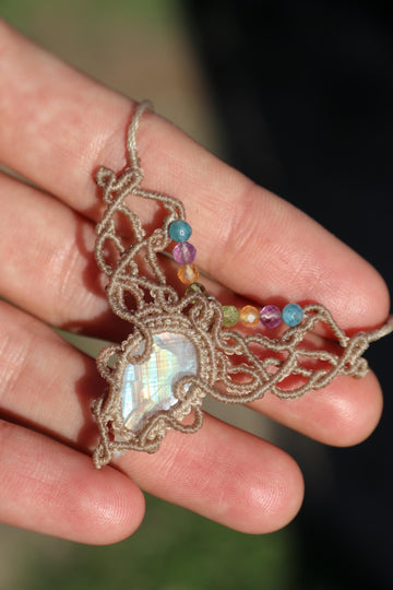 Rainbow MOONSTONE choker with natural gemstone beads