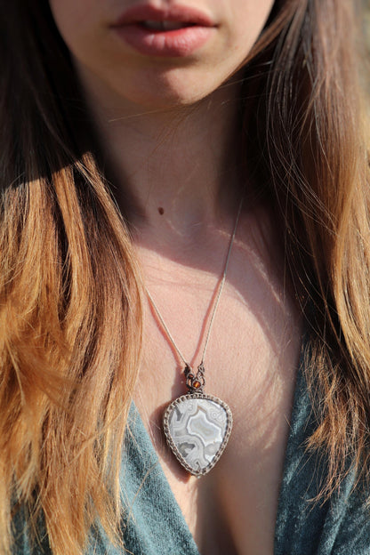 Mexican crazy LACE AGATE necklace