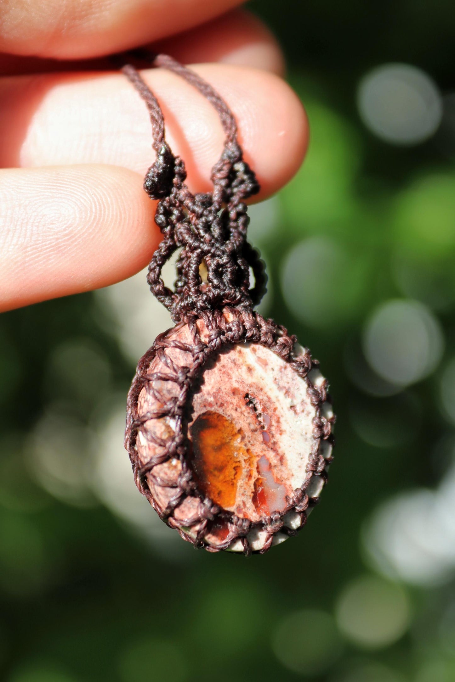 Pendentif mexicain grotte d'OPALE matrice avec perles de cornaline