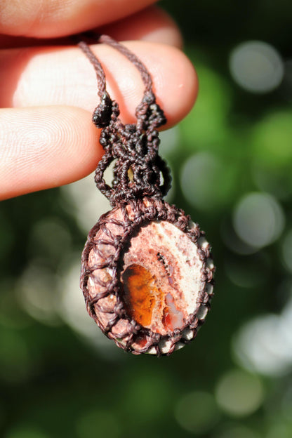 Pendentif mexicain grotte d'OPALE matrice avec perles de cornaline