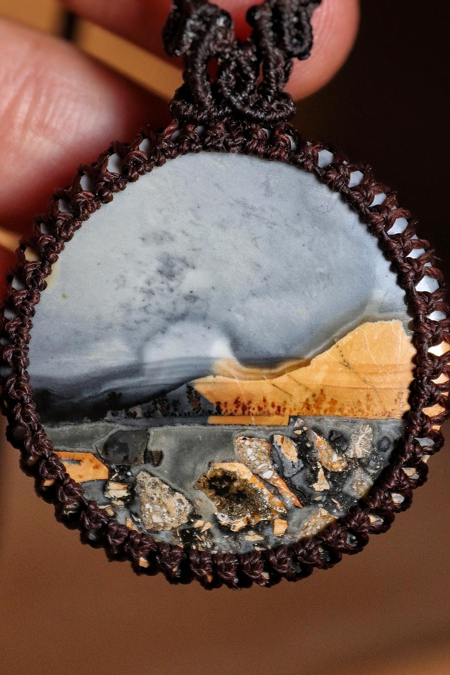Round Landscape Maligano Jasper Necklace