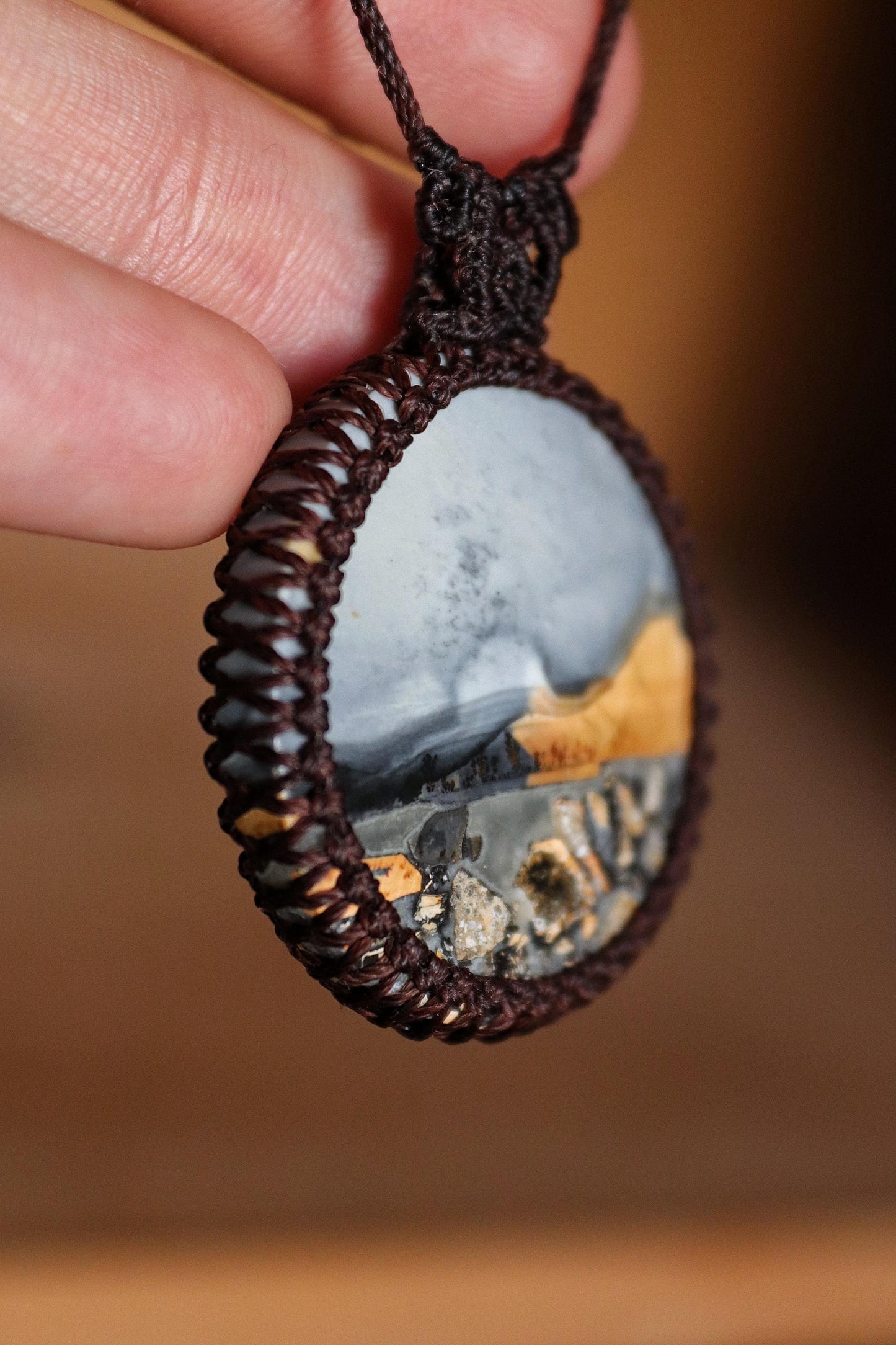 Round Landscape Maligano Jasper Necklace