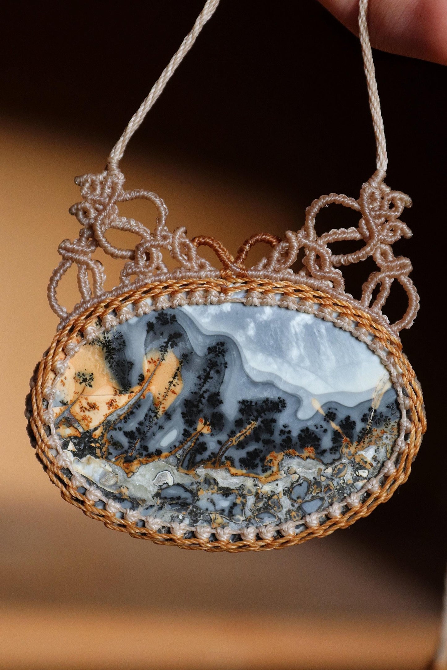 Pendentif RAINFOREST en jaspe de Maligano, grande taille, d'Indonésie