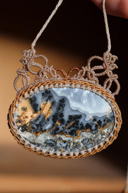 Pendentif RAINFOREST en jaspe de Maligano, grande taille, d'Indonésie