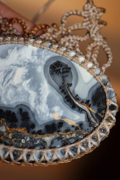 Pendentif RAINFOREST en jaspe de Maligano, grande taille, d'Indonésie