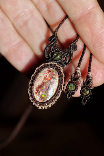 Mexican OPAL micro macrame necklace