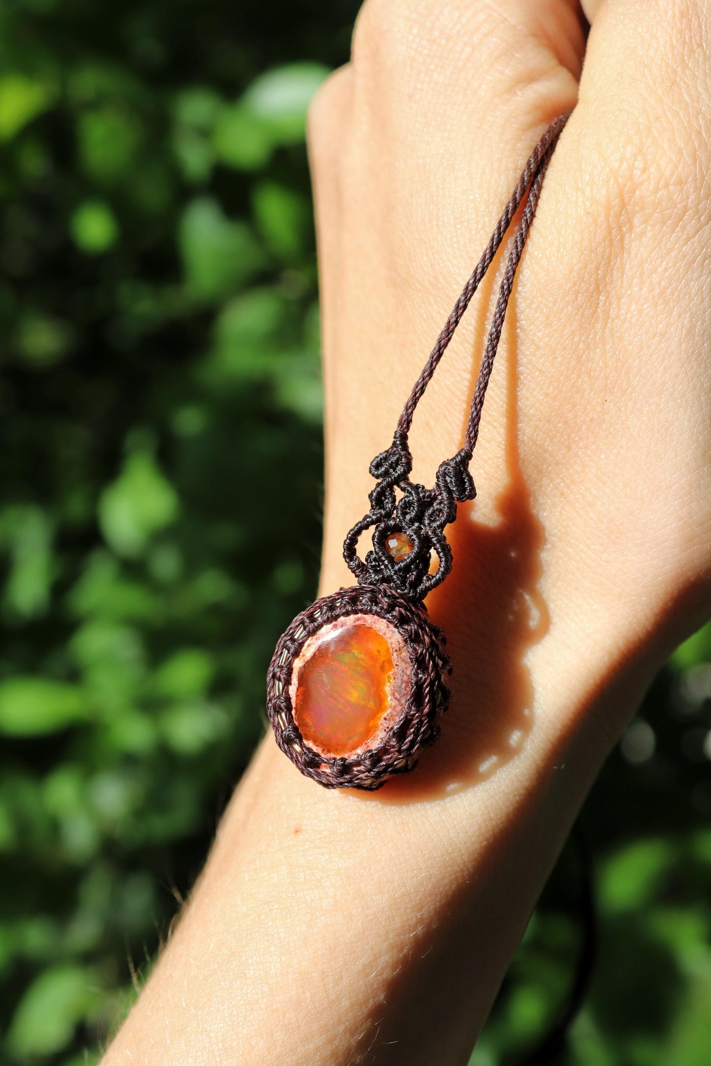 Pendentif mexicain grotte d'OPALE matrice avec perles de cornaline