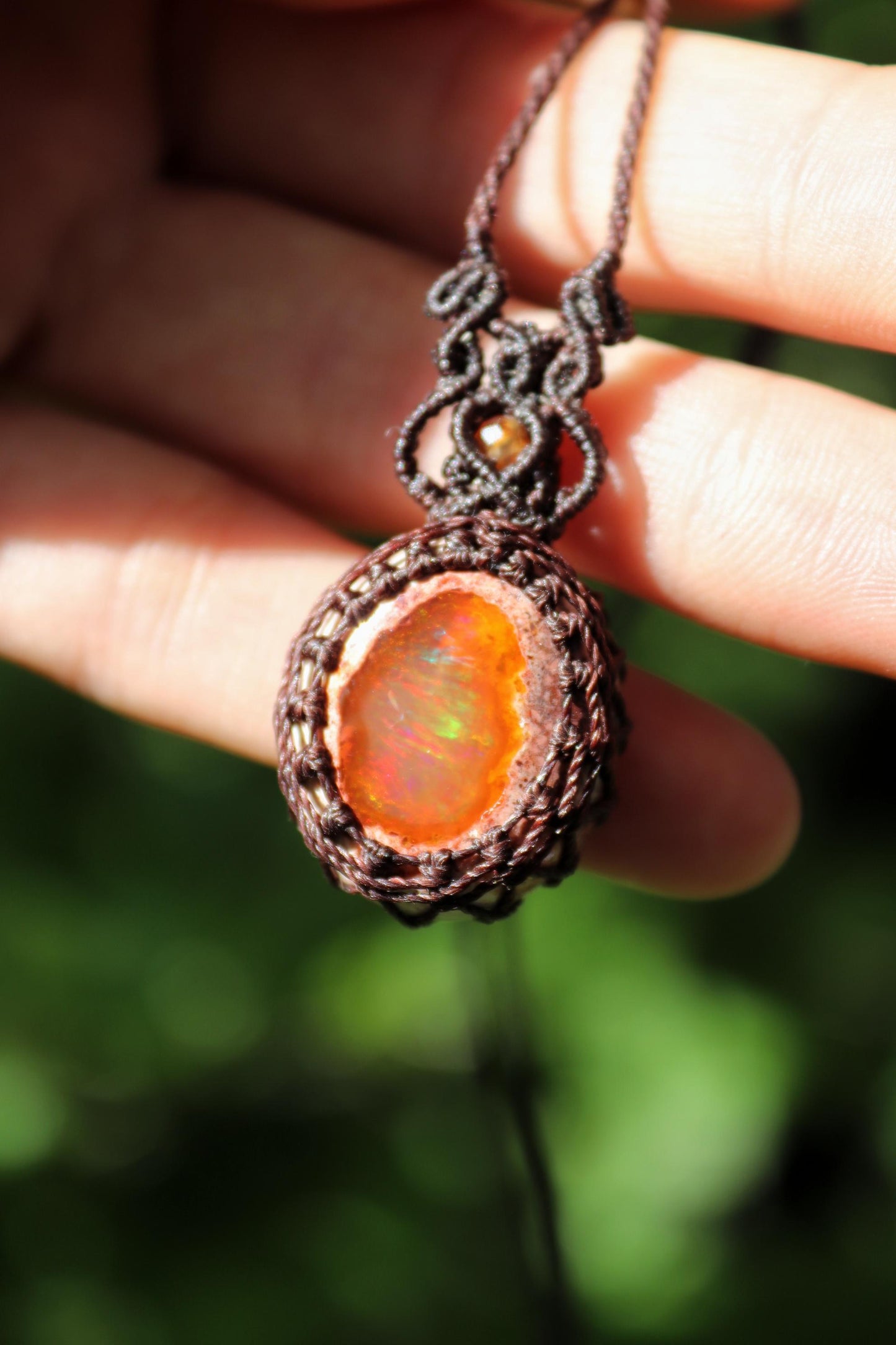 Pendentif mexicain grotte d'OPALE matrice avec perles de cornaline