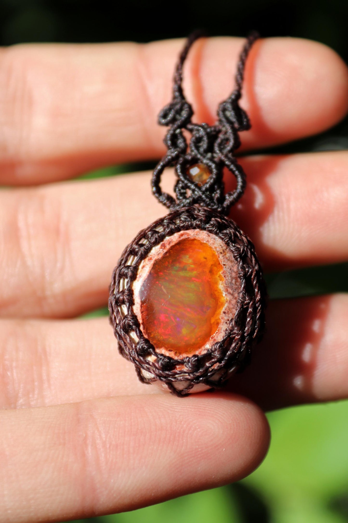Pendentif mexicain grotte d'OPALE matrice avec perles de cornaline