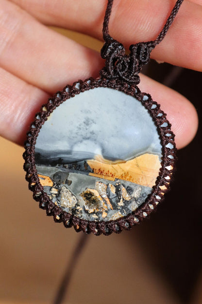 Round Landscape Maligano Jasper Necklace