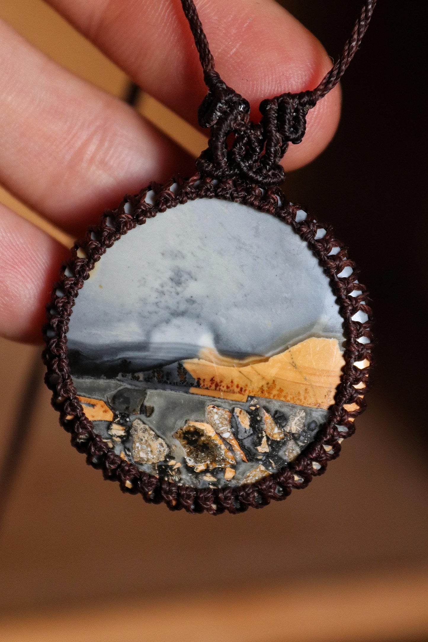Round Landscape Maligano Jasper Necklace