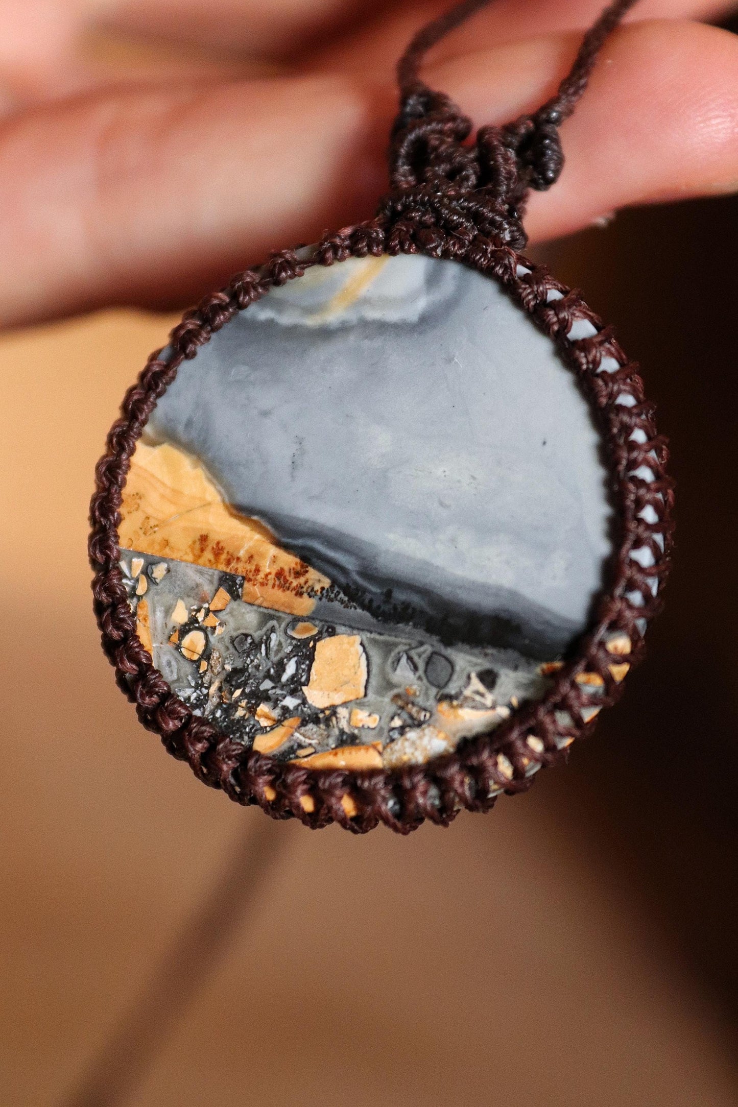 Round Landscape Maligano Jasper Necklace