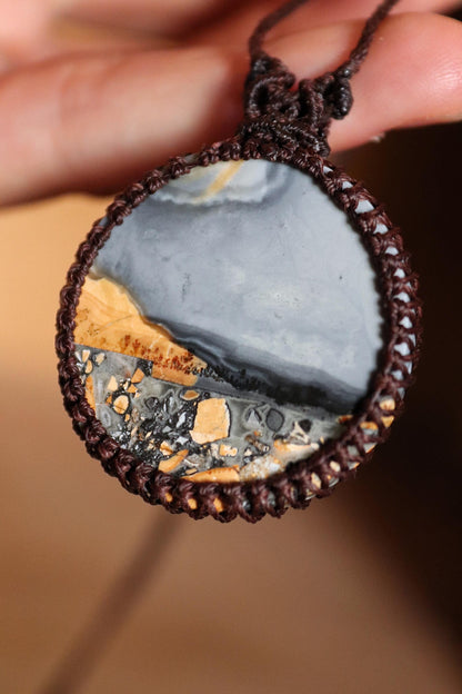 Round Landscape Maligano Jasper Necklace