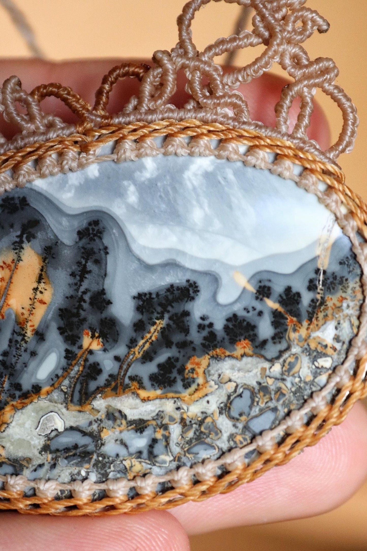 Pendentif RAINFOREST en jaspe de Maligano, grande taille, d'Indonésie