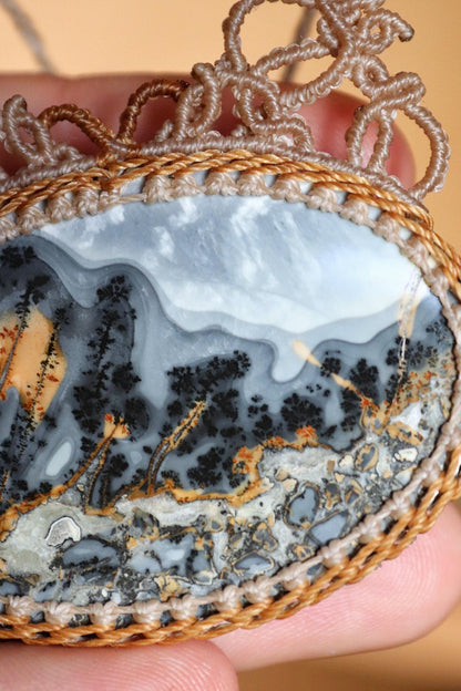 Pendentif RAINFOREST en jaspe de Maligano, grande taille, d'Indonésie