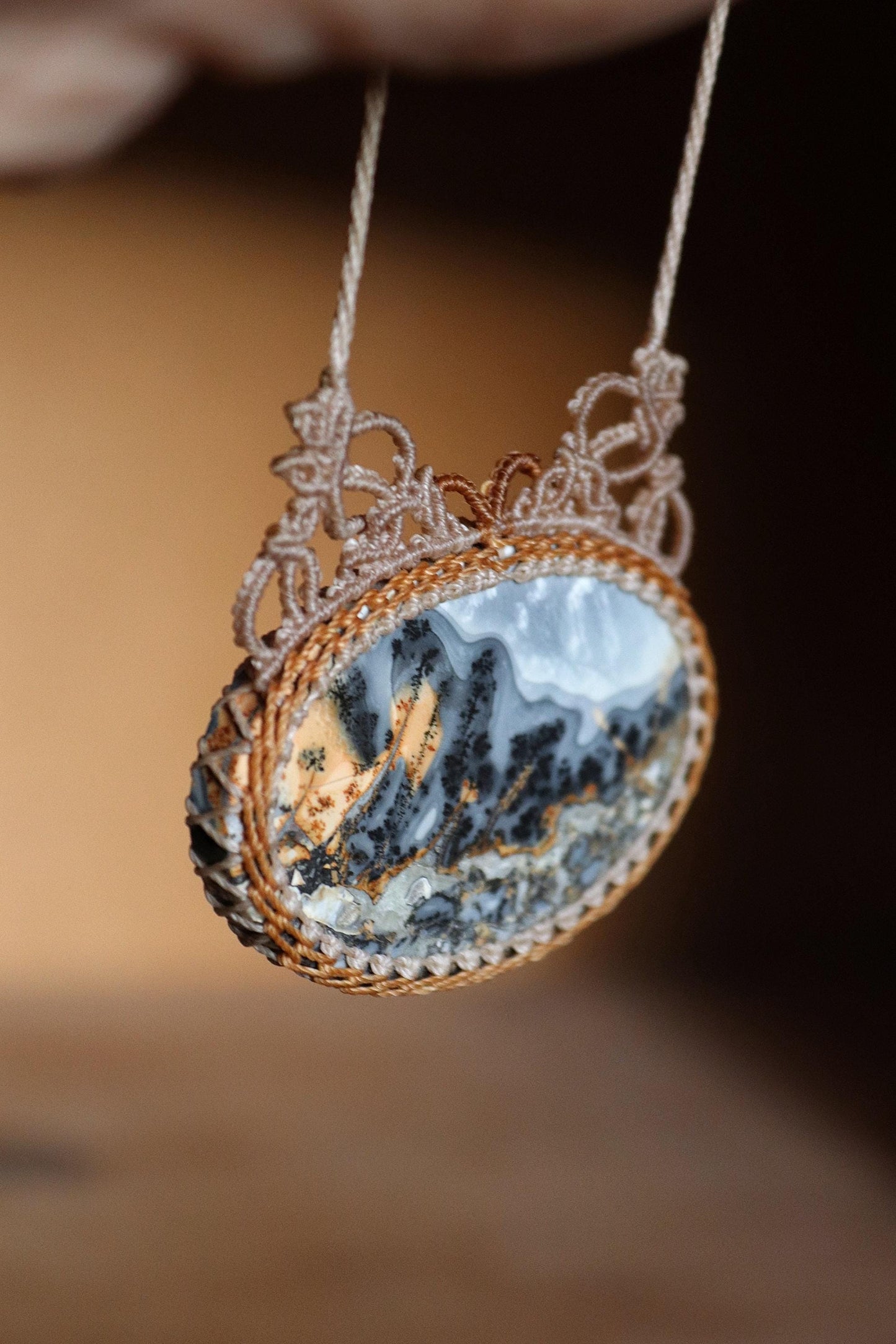 Pendentif RAINFOREST en jaspe de Maligano, grande taille, d'Indonésie